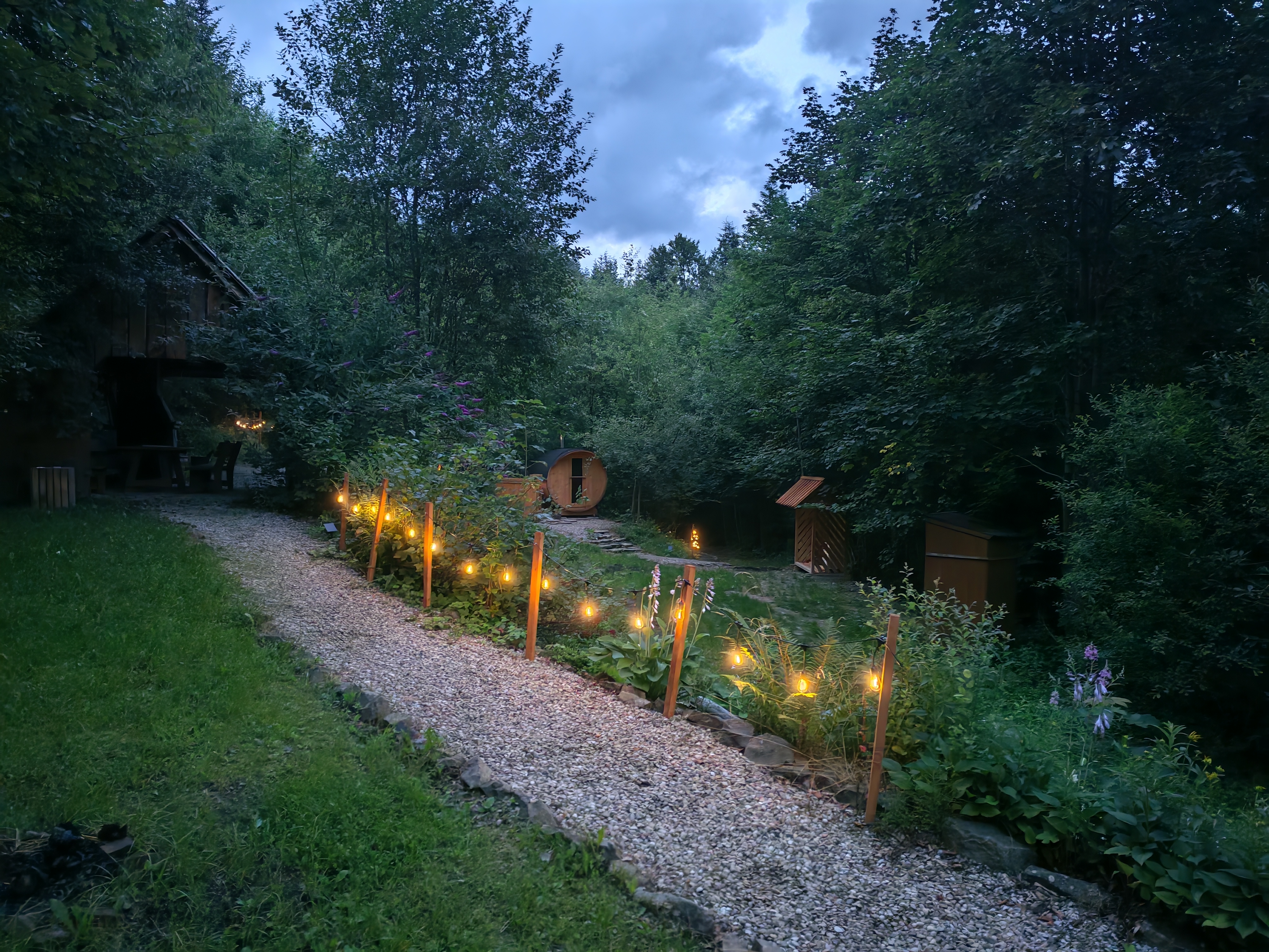 evening lit path